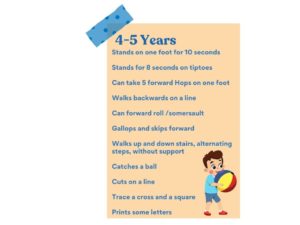 K2C Physical Therapy Milestones - Age 4-5 Years