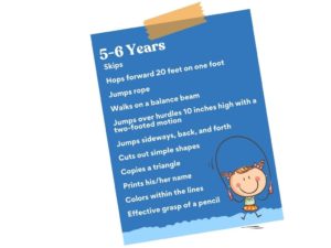 K2C Physical Therapy Milestones - Age 5-6 Years